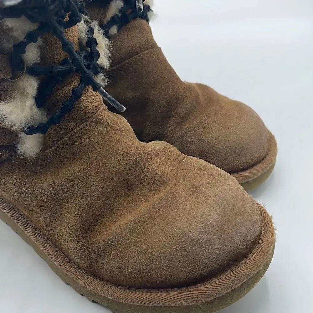 UGG Australia Girls Sheepskin Winter Boots Leather S/N 3285 Brown Size 5